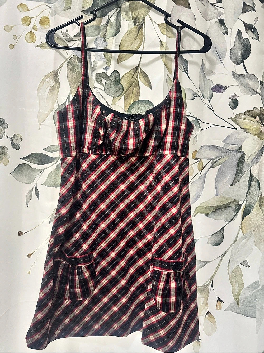 Fleurish Plaid Mini Dress in Black & Red